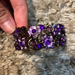 Bronze purple flower bracelet